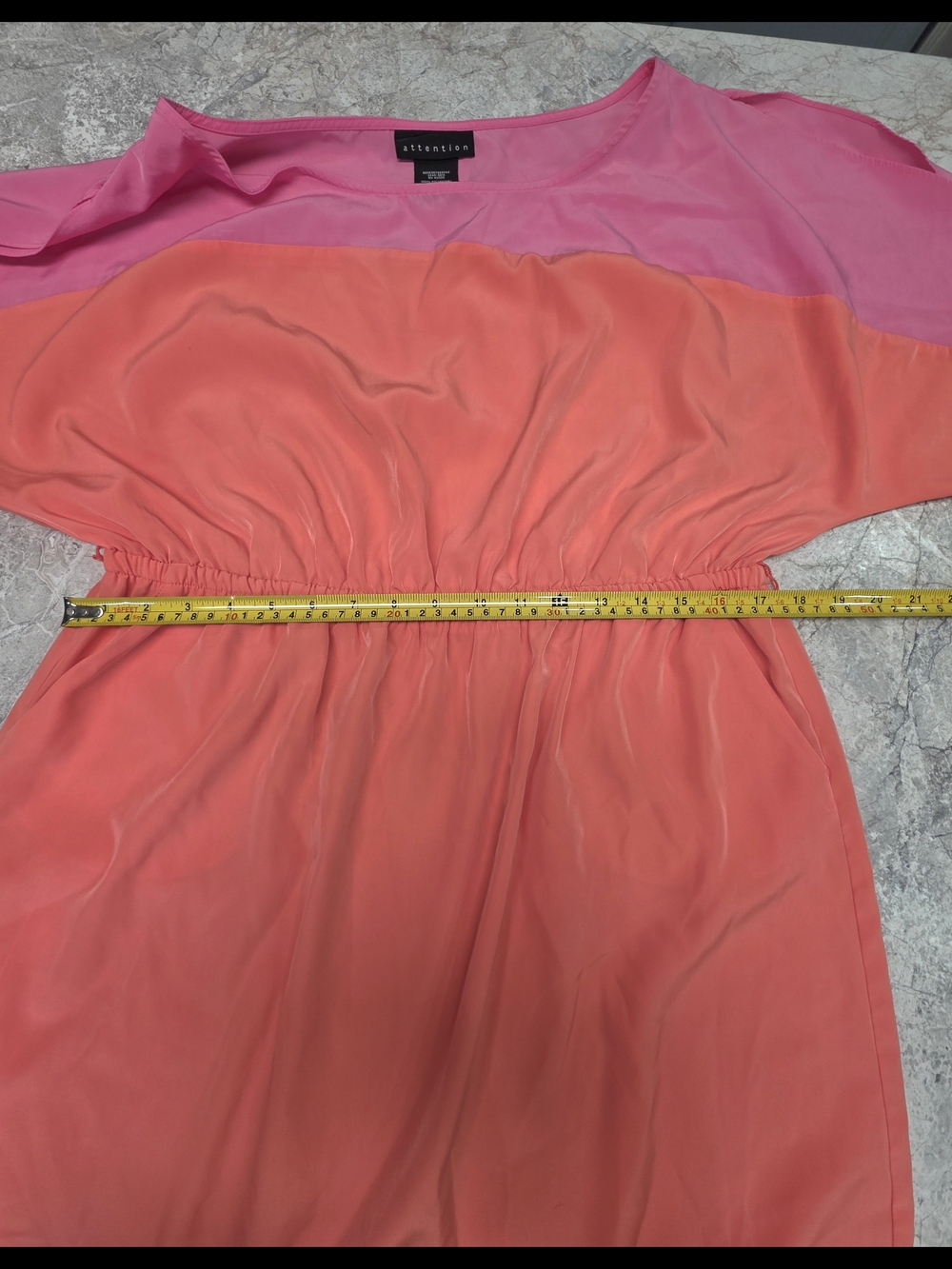 Womens Attention Pink and Coral Colorblock Midi Dress - Picture 6 of 6